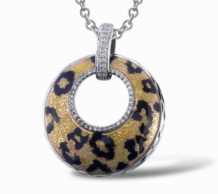 Sterling Silver Pendant Enamel,White Cubic Zirconia (P301251ENASL925)