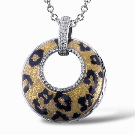 Sterling Silver Pendant Enamel,White Cubic Zirconia (P301251ENASL925)