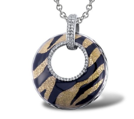 Sterling Silver Pendant Enamel,White Cubic Zirconia (P301263ENASL925)