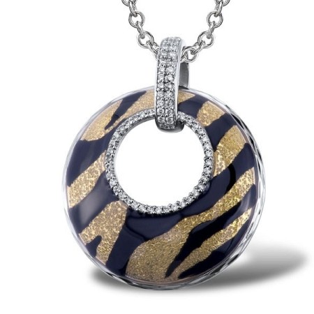 Sterling Silver Pendant Enamel,White Cubic Zirconia (P301263ENASL925)