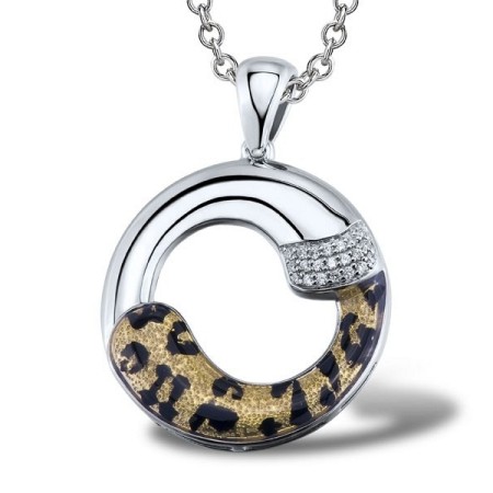 Sterling Silver Pendant Enamel,White Cubic Zirconia (P301267ENASL925)