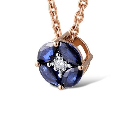 14KRW Pendant Blue Sapphire,Diamond (P301281SAP14KRW)