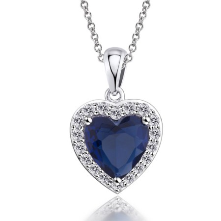 Sterling Silver Pendant Blue Glass,White Cubic Zirconia (P303057BLGZ1SL925)