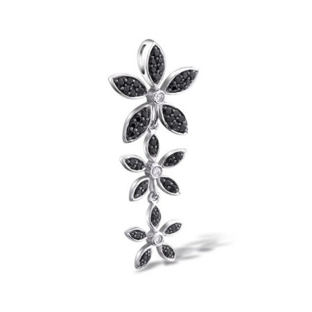 Sterling Silver Pendant Black spinel,White Cubic Zirconia (P303063BSNZSL925)