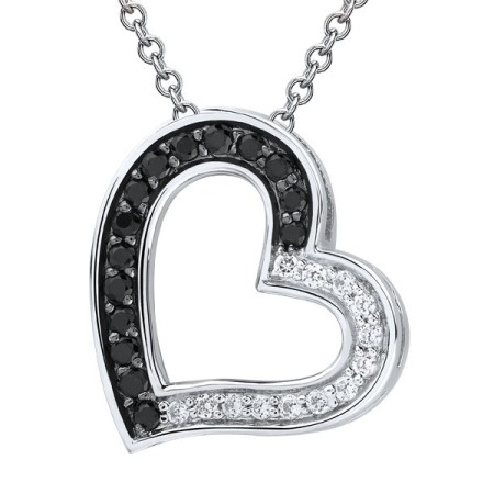 Sterling Silver Pendant Black spinel,White Cubic Zirconia (P303066BSNZSL925)