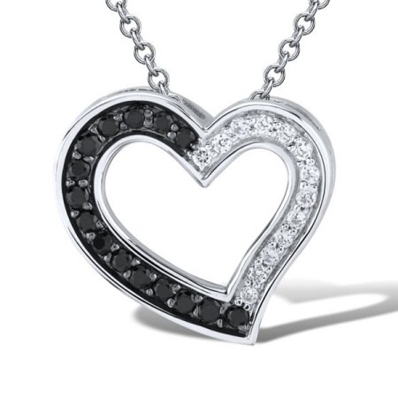 Sterling Silver Pendant White Cubic Zirconia,Black spinel (P303066WCZSL925)