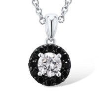 Sterling Silver Pendant Black spinel,White Cubic Zirconia (P303068BSNZSL925)