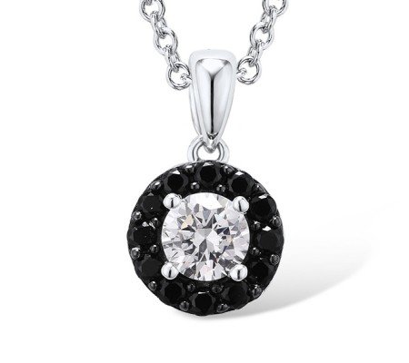 Sterling Silver Pendant Black spinel,White Cubic Zirconia (P303068BSNZSL925)