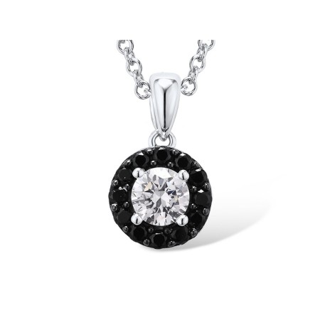 Sterling Silver Pendant Black spinel,White Cubic Zirconia (P303068BSNZSL925)