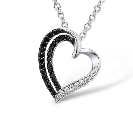 Sterling Silver Pendant Black spinel,White Cubic Zirconia (P303084BSNZSL925)