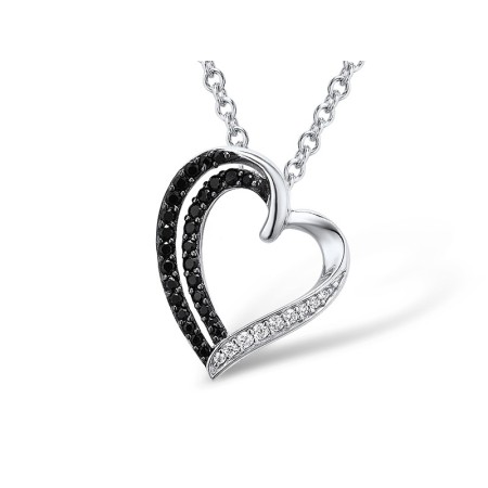 Sterling Silver Pendant Black spinel,White Cubic Zirconia (P303084BSNZSL925)