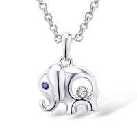 Sterling Silver Pendant Tanzanite Blue Cubic Zirconia,White Cubic Zirconia (P303120TBWZSL925)