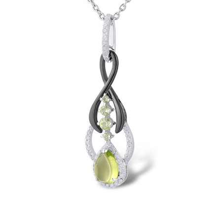 14KWB Pendant Diamond,Peridot (P303407PER14KWB)