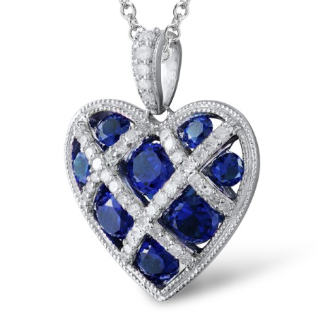 Sterling Silver Pendant White Cubic Zirconia,Blue Nano Cubic Zirconia (P303433BZZSL925)