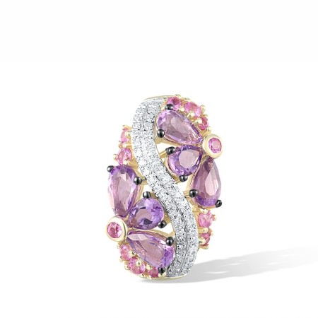 14KYWB Pendant Amethyst,Diamond,Pink Sapphire (P303583APS14KYWB)