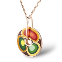 Sterling Silver w/ Rose Plating Pendant Enamel (P303611ENA5SR925)