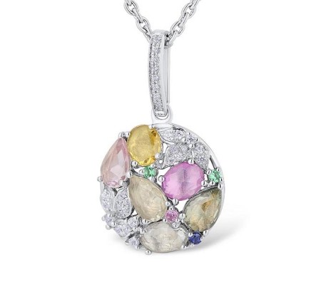 Sterling Silver Pendant Blue Nano Cubic Zirconia,Blue Sapphire,Created Pink Sapphire,Green Sapphire,Green Spinel,Orange Sapphire,Pink Sapphire,White Cubic Zirconia,Yellow Sapphire (P303641MULSL925)