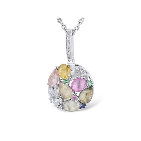 Sterling Silver Pendant Blue Nano Cubic Zirconia,Blue Sapphire,Created Pink Sapphire,Green Sapphire,Green Spinel,Orange Sapphire,Pink Sapphire,White Cubic Zirconia,Yellow Sapphire (P303641MULSL925)