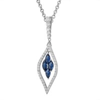 Sterling Silver Pendant Blue Glass,White Cubic Zirconia (P303664BLGZ1SL925)