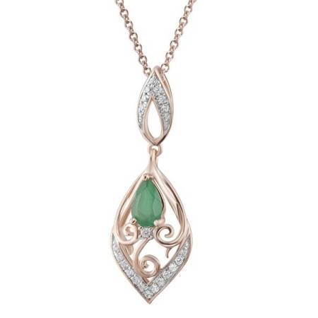 Sterling Silver Pendant Emerald,White Cubic Zirconia (P303713ECZSL925)
