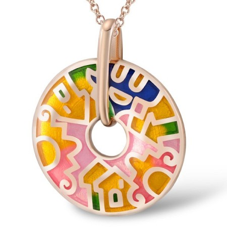 Sterling Silver w/ Rose Plating Pendant Enamel (P303891ENMSR925)