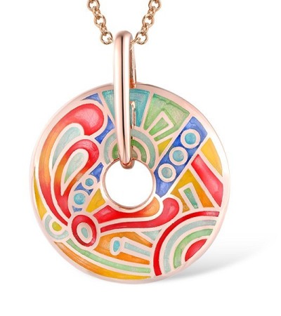 Sterling Silver w/ Rose Plating Pendant  (P303895ENM3SR925)