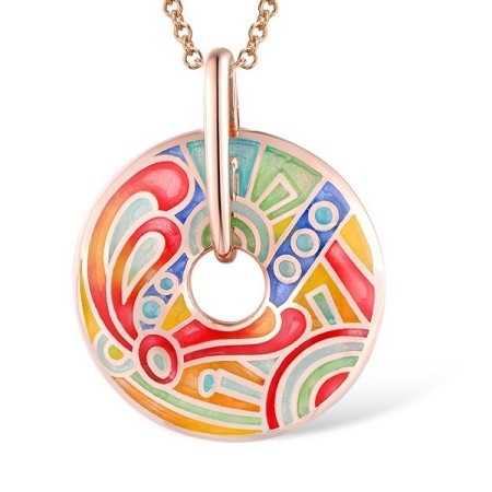 Sterling Silver w/ Rose Plating Pendant  (P303895ENM3SR925)