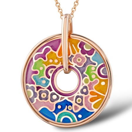 Sterling Silver w/ Rose Plating Pendant Enamel (P303904ENM1SR925)