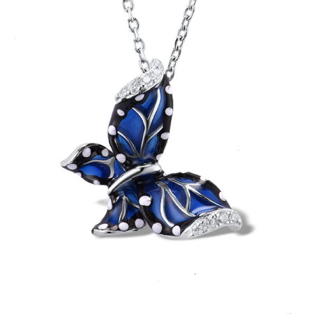 Sterling Silver Pendant Enamel,White Cubic Zirconia (P303966SENA2SL925)