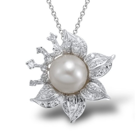 14KW Pendant Diamond,Fresh Water White Pearl (P303999FWP14KW)