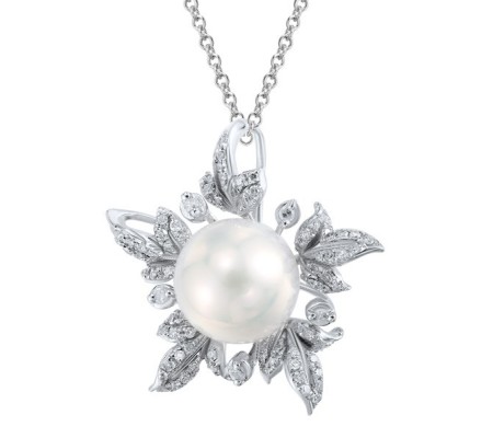 14KW Pendant Fresh Water White Pearl,Diamond (P304006FWP14KW)