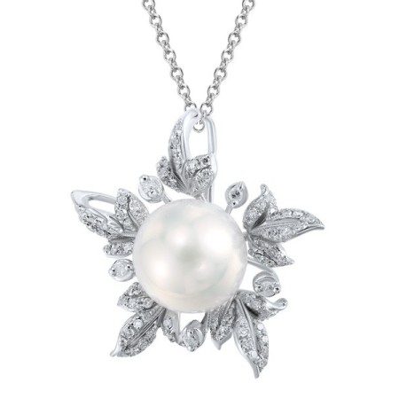 14KW Pendant Fresh Water White Pearl,Diamond (P304006FWP14KW)