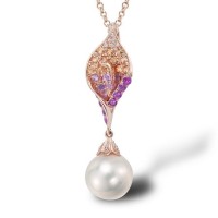 14KR Pendant Diamond,Fresh Water White Pearl,Pink Sapphire,Yellow Sapphire (P304011FPYS14KR)