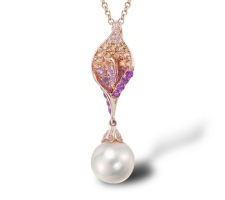 14KR Pendant Diamond,Fresh Water White Pearl,Pink Sapphire,Yellow Sapphire (P304011FPYS14KR)