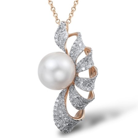 14KRW Pendant Diamond,Fresh Water White Pearl (P304015FWP14KRW)