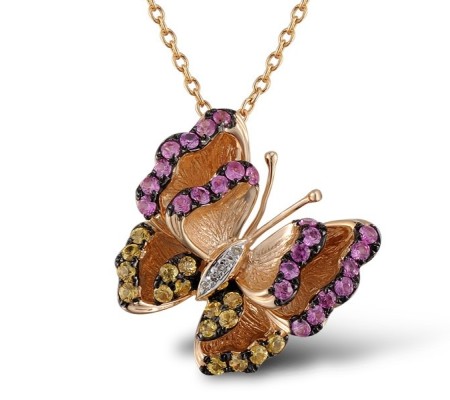 14KRWB Pendant Diamond,Pink Sapphire,Yellow Sapphire (P304088PYS14KRWB)