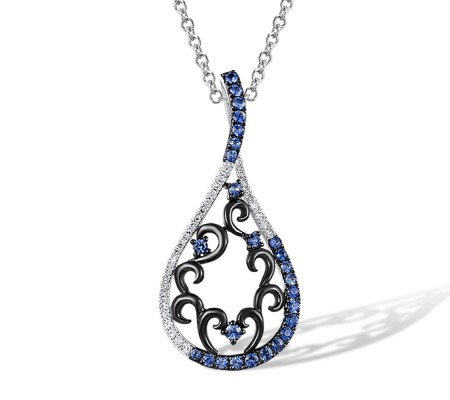 14KWB Pendant Blue Sapphire,Diamond (P304095SAP14KWB)