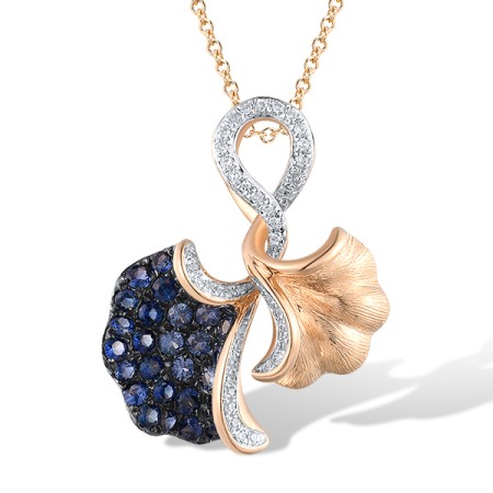 14KRWB Pendant Blue Sapphire,Diamond (P304103SAP14KRWB)