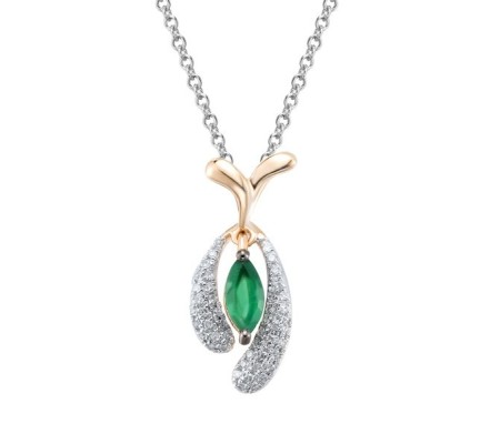 14KRWB Pendant Emerald,Diamond (P304123EMR14KRWB)