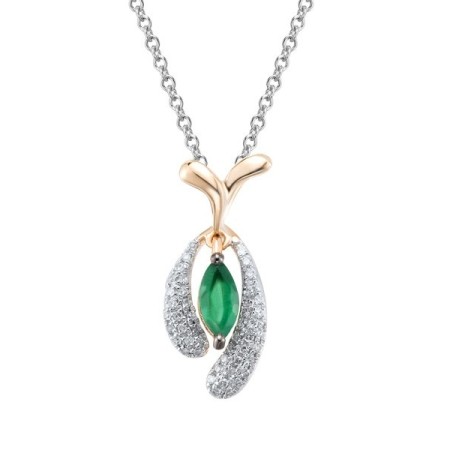 14KRWB Pendant Emerald,Diamond (P304123EMR14KRWB)