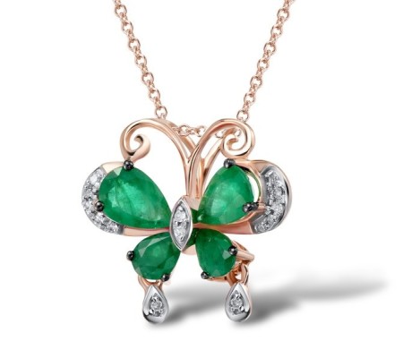 14KRWB Pendant Diamond,Emerald (P304125EMR14KRWB)