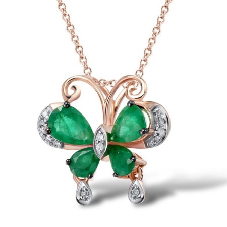 14KRWB Pendant Diamond,Emerald (P304125EMR14KRWB)