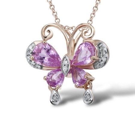 14KRW Pendant Diamond,Pink Sapphire (P304125PIS14KRW)