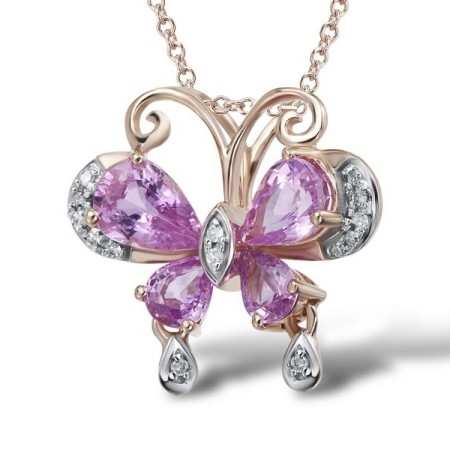 14KRW Pendant Diamond,Pink Sapphire (P304125PIS14KRW)