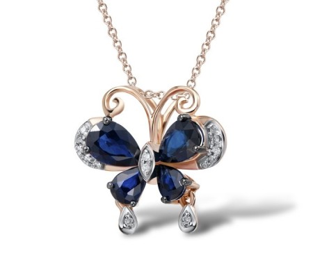 14KRWB Pendant Blue Sapphire,Diamond (P304125SAP14KRWB)