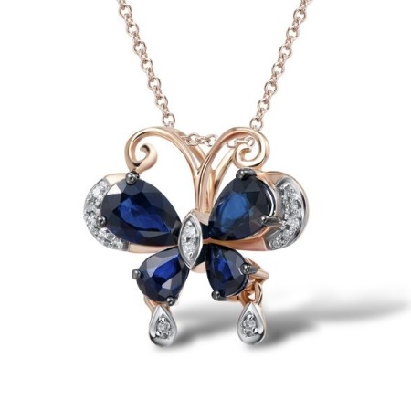 14KRWB Pendant Blue Sapphire,Diamond (P304125SAP14KRWB)