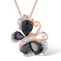 14KRWB Pendant Blue Sapphire,Diamond (P304126SAP14KRWB)