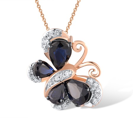 14KRWB Pendant Blue Sapphire,Diamond (P304126SAP14KRWB)