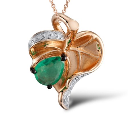 14KRWB Pendant Diamond,Emerald (P304128EMR14KRWB)