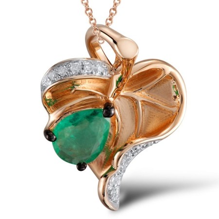 14KRWB Pendant Diamond,Emerald (P304128EMR14KRWB)